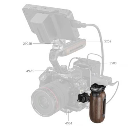 SmallRig 5239 - drewniany uchwyt boczny, zacisk NATO, przykład użycia